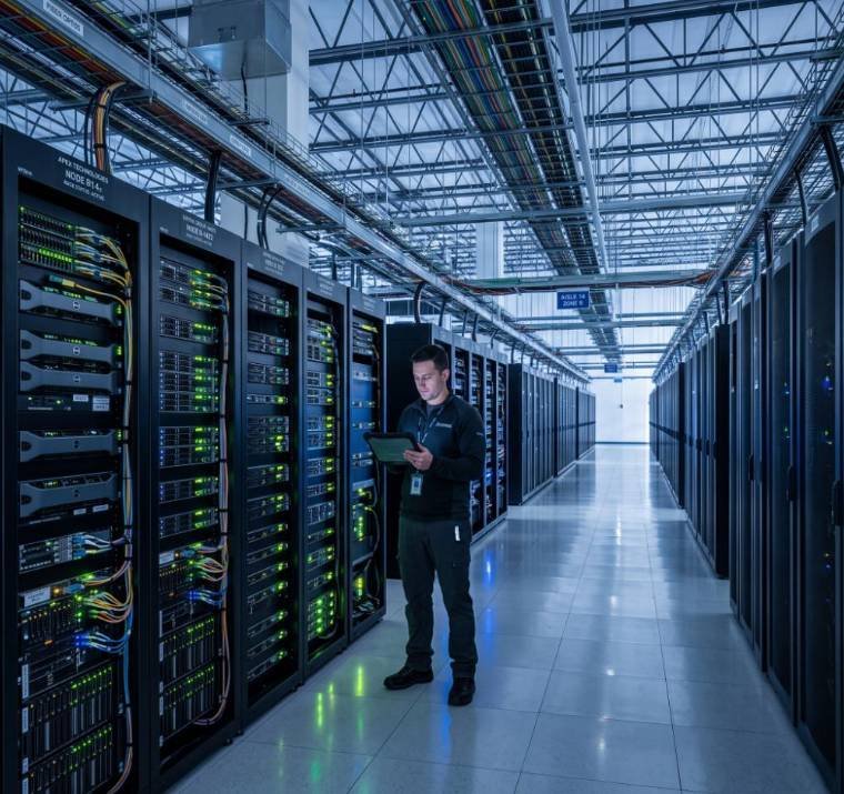 Data centre white space rack aisle