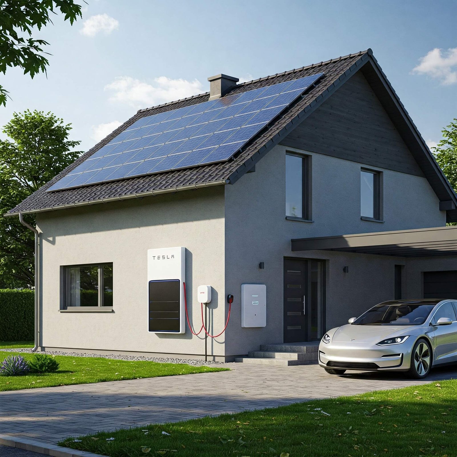 A residential property with solar panels and BESS