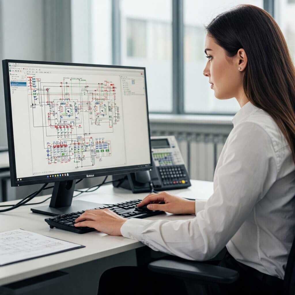 Link to Data Centre Design Services - Engineer working on plans