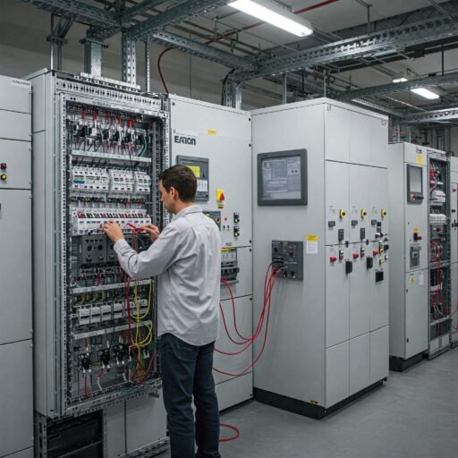 Link to Commissioning Services - Engineer at data centre control panel