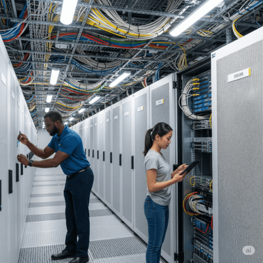 Link to Commissioning Services - Engineers performing data centre system tests